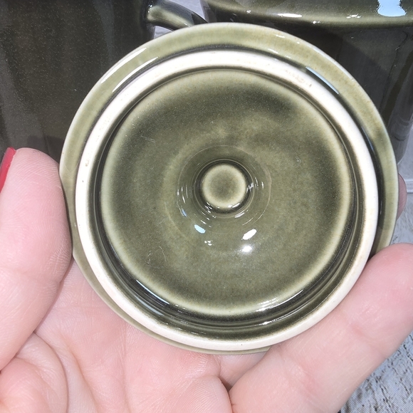 VINTAGE MID CENTURY MODERN CREAM AND SUGAR BOWL DARK JADE GREEN FROM JAPAN EUC - Picture 8 of 10